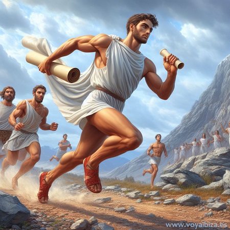 Filípides y la maratón. XV CURSA DE SA SOBRASSADA (Carrera de la sobrasada)  2023: Semimaratón por relevos. Fiestas de Santa Gertrudis de Fruitera, Ibiza (Eivissa)