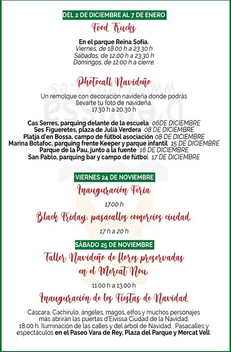 Festes de Nadal 2023 Eivissa (Ibiza): Programa de Actividades 2