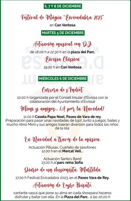 Festes de Nadal 2023 Eivissa (Ibiza): Programa de Actividades 1