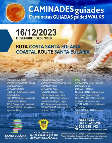 Caminata Guiada 2023. Ruta Costa de Santa Eulària, Ibiza