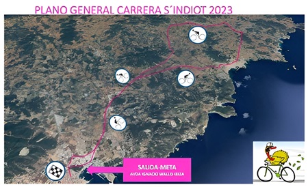 Cursa Indiot 2023 Ibiza. Cursa de s'Indiot Eivissa: Mapa del Recorrido