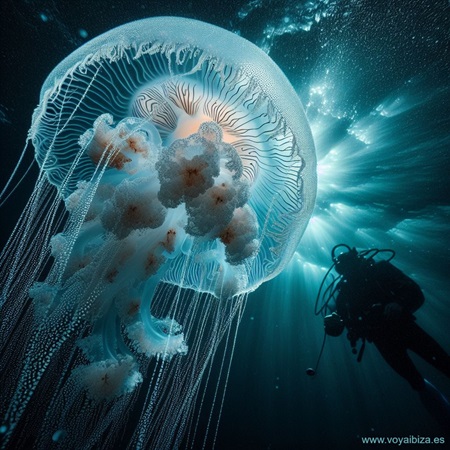 Medusas en Ibiza. Borns (Borms) a Eivissa: Pelagia noctiluca