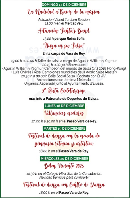 Festes de Nadal 2023 Eivissa (Ibiza): Programa de Actividades 3