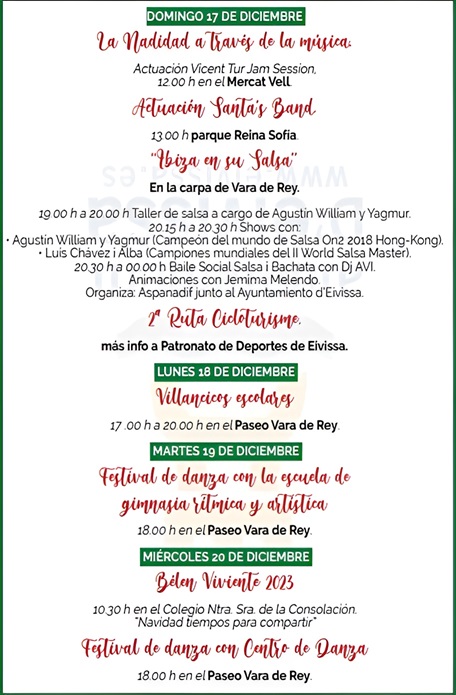 Festes de Nadal 2023 Eivissa (Ibiza): Programa de Actividades 3