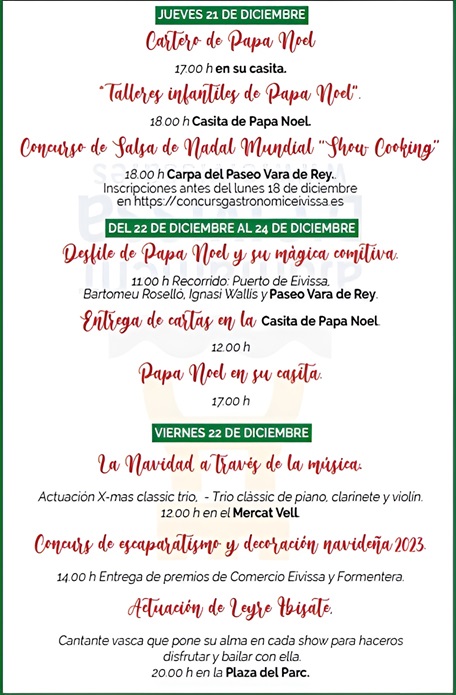 Festes de Nadal 2023 Eivissa (Ibiza): Programa de Actividades 4