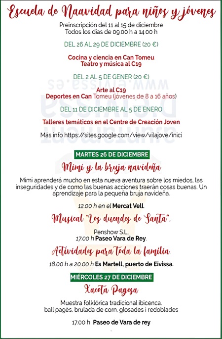 Festes de Nadal 2023 Eivissa (Ibiza): Programa de Actividades 1