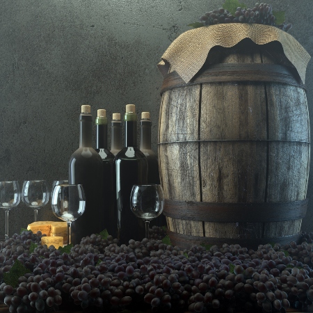 Vid, Uvas y Vino en Ibiza. Barricas en la bodega