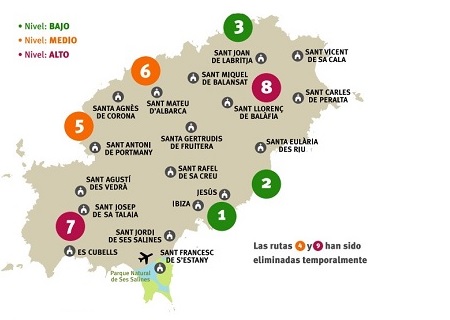 RUTAS de SENDERISMO en IBIZA: Mapa
