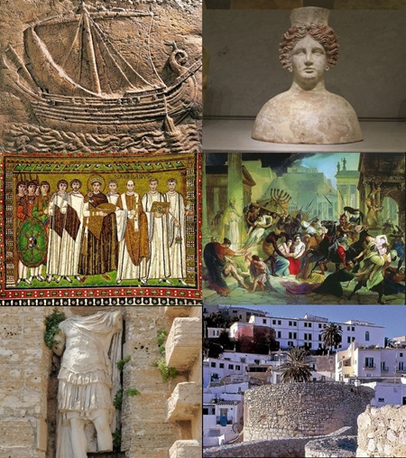 Fenicios, púnicos (cartagineses), romanos, bizantinos, vándalos, musulmanes