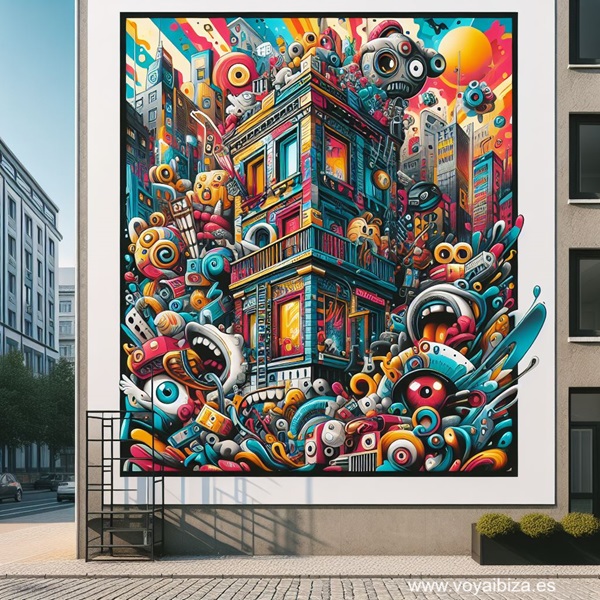 Arte Urbano. Grafitis en una pared.