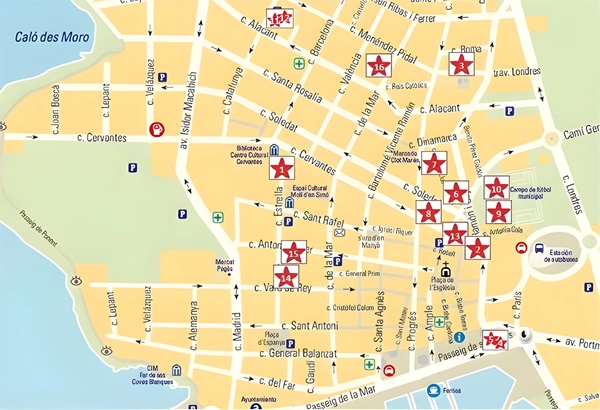 Mapa del Arte Urbano en Sant Antoni de Portmany, Ibiza (Eivissa)
