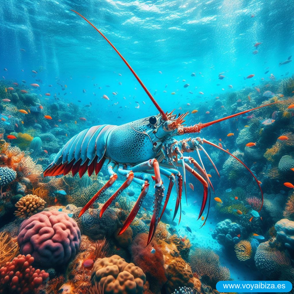 Langosta Roja en Ibiza (llagosta vermella, Palinurus elephas)
