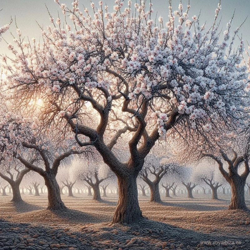 Almendros en flor en Ibiza (Eivissa). Ametllers en flor a Eivissa