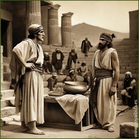 Escena de Teatro en la Antigua Grecia