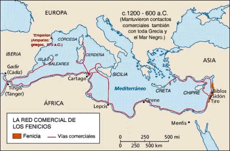 Mapa de la Red Comercial Fenicios