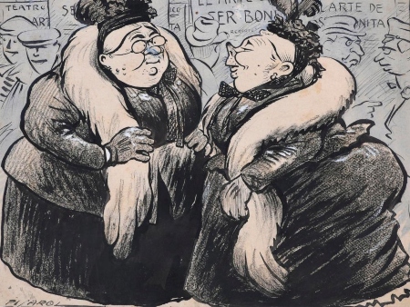 Josep Costa Ferrer 'Picarol': Dibujo / Caricatura: Pareja de mujeres conversando