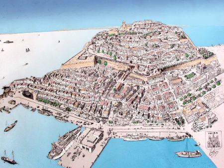 Mapa / Dibujo de Ibiza: Puerto, Dalt Vila