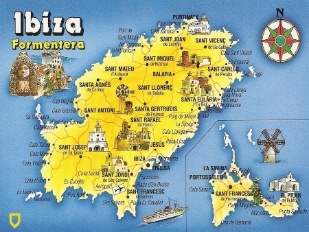 Mapa pueblos Ibiza y Formentera