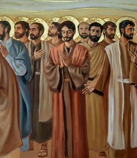 Detalle de los apóstoles en el Retablo