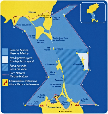 Mapa de la Reserva Marina de es Freus