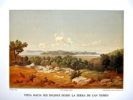 Vista de ses Salines desde la serra de Can Xumeu: Ilustración del Archiduque Luís Salvador