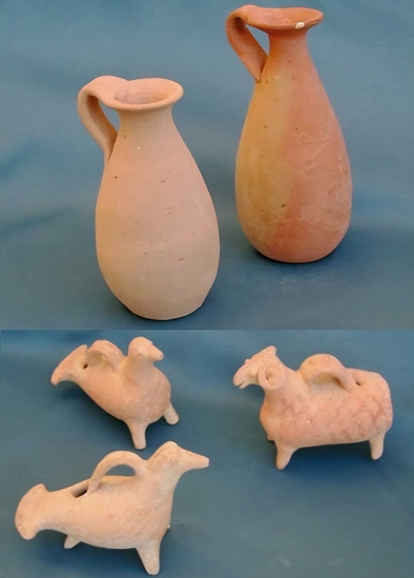 Varias piezas cerámicas procedentes de las excavaciones efectuadas en los primeros años del s. XX en casa de Jondala, de San Francesc de s´Estany