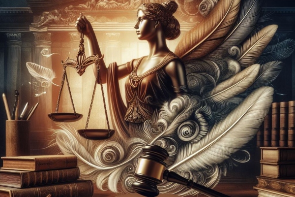 Derecho Foral de Ibiza: Dibujo alegórico de loa Justicia