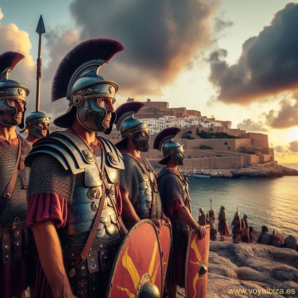 Romanos en Ibiza: Soldados frente a la costa
