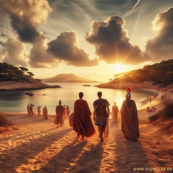 Romanos en Ibiza: Paisaje al atardecer frente al mar