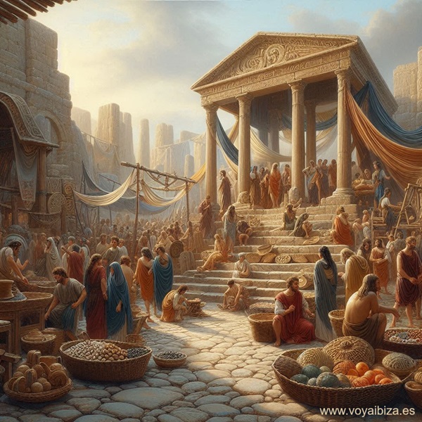 Romanos en biza: Puestos junto a un templo