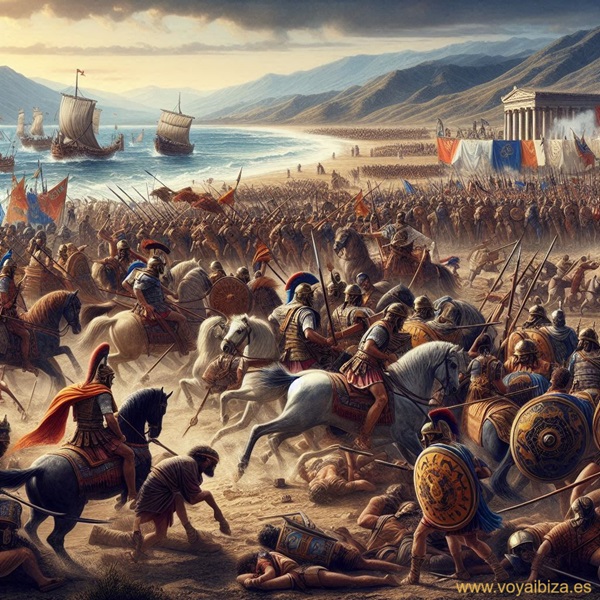 Romanos y Púnicos en plena batalla