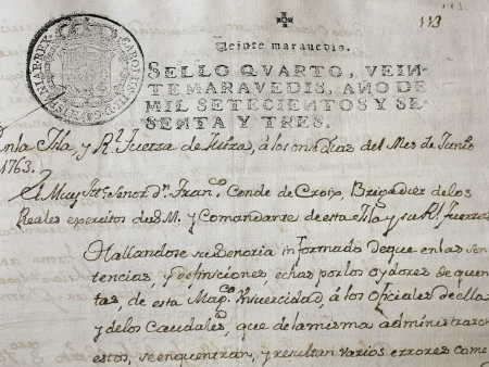 Escrito de junio 1763 del secretario del Ayuntamiento
