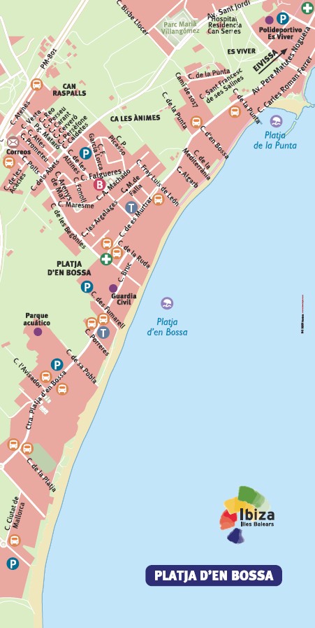 Mapa Playa den Bossa en PDF