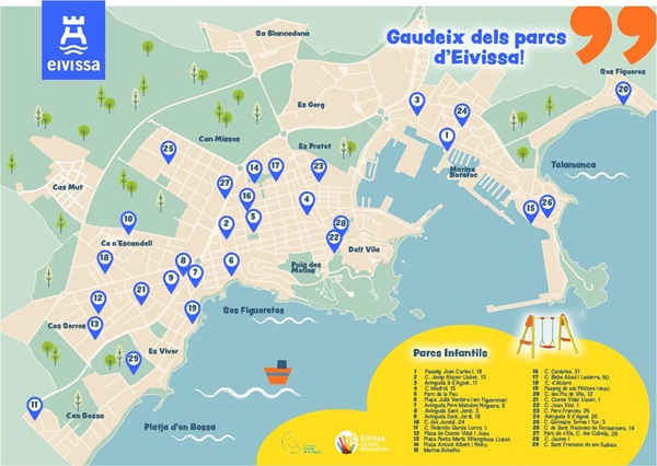 Mapa Parques Infantiles de Ibiza